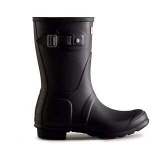 New HUNTER Women's Original Short O Rain Boot Black Matte Mid Calf WFS1000RMA